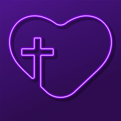 Obraz premium christian cross neon sign, colorful modern design trends on black background. Vector illustration.