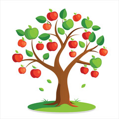 Tree with Falling Apples Vector