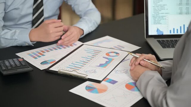 business analyst team analysis operating results from business and financial report. Concept of business planning ,accounting, business analysis,finance planning,data analysis.