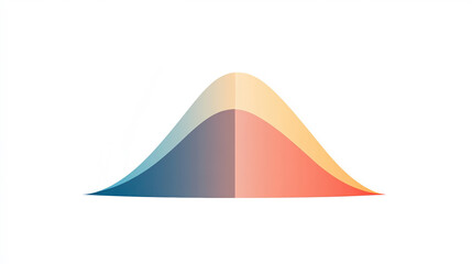 symmetrical normal distribution curve representing a statistical distribution, transitioning from blue to red, symbolizing balance and variability