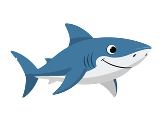 Obraz premium Ocean's Gentle Giant: A charming cartoon shark, in a friendly pose, radiating serenity in a vibrant illustration, a symbol of the vast marine world's playful side.