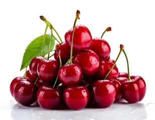 Close-up of fresh ripe cherries piled together