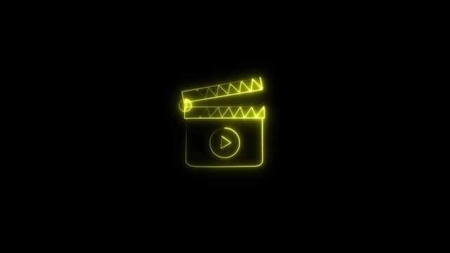 glowing neon video player icon isolated, black background 4k video. Animation of glowing neon sign Video, audio neon plays button icon animation 4k icon.
