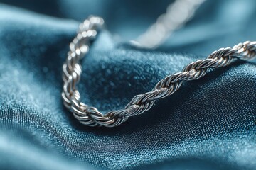 Fashion chain resting on textured cloth high resolution photo