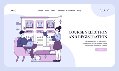 Course Selection and Registration Vector Illustration