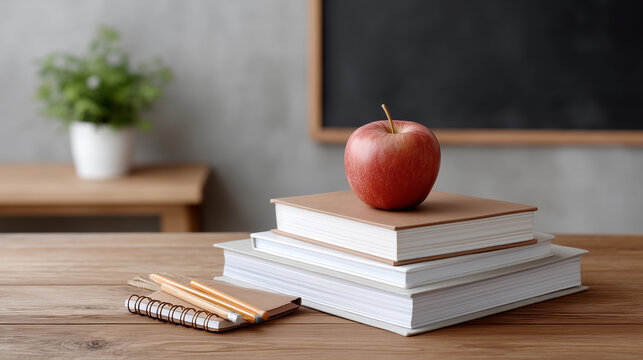 Back to School Essentials: Books and Supplies on Chalkboard