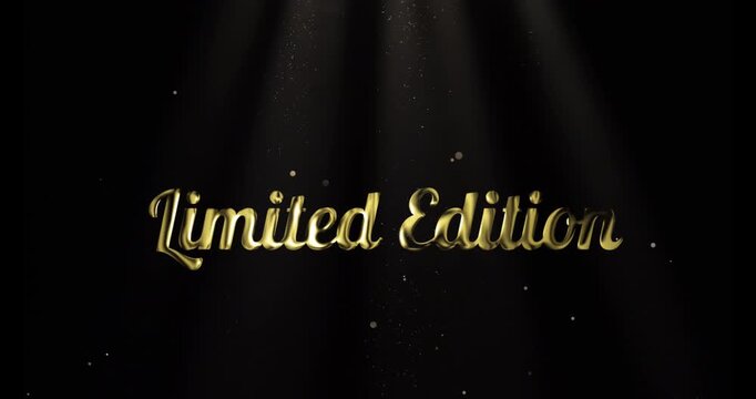 Limited edition text animation in gold color with alpha matte.Limited edition in 4k