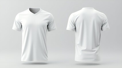 Fototapeta premium 3D Render of Plain White Soccer Jersey Front and Back View on Seamless Light Background with Realistic Texture