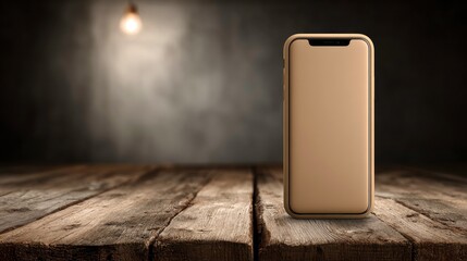 Beige phone on rustic wood table