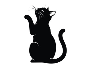 Black Cat Silhouette in Artistic Pose: This artwork features a graceful silhouette of a black cat. It captures the animal's curious gaze and playful stance, adding charm to your design needs.
