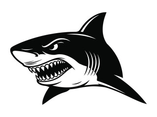 Apex Predator Portrait: A striking graphic illustration of a shark, showcasing its powerful form and fierce features.