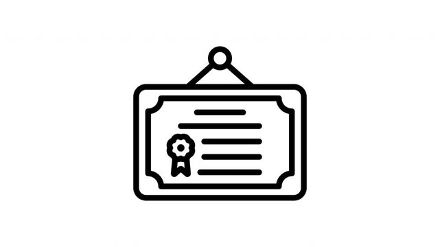 Animated line drawing of a framed certificate perfect for presentations. video