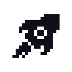 this is a rocket icon in pixel art with black color,this item good for presentations,stickers, icons, t shirt design,game asset,logo and project.