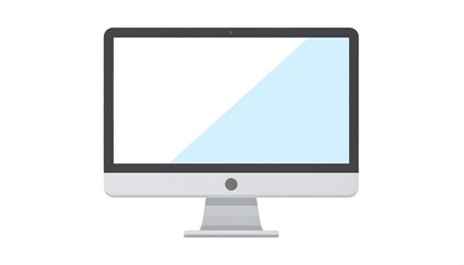 Modern desktop computer monitor with a blank white and blue screen, isolated on a white background. Flat vector illustration for technology mockups.