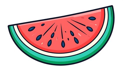 A vibrant cartoon illustration of a fresh watermelon slice, representing a classic symbol of summer refreshment and healthy food.