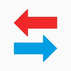Two opposite arrows one red pointing left and one blue pointing right