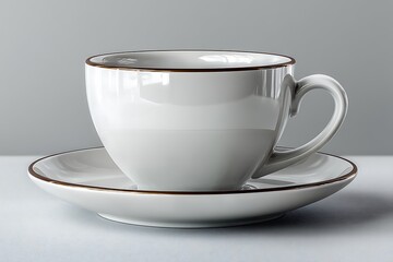 Fototapeta premium Elegant white porcelain teacup with saucer high resolution photo