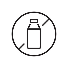 Lactose free line simple icon in a flat style. Milk, dairy products sign. Allergen free symbol, warning. Vector illustration. Editable stroke. Isolated on a white background.