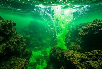 A vibrant, underwater eruption of sea green energy,  phenomenal,  dramatic