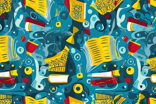 Books and knowledge in abstract seamless pattern