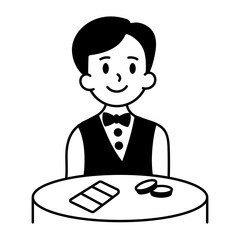A drawing style icon representing a casino dealer figure
