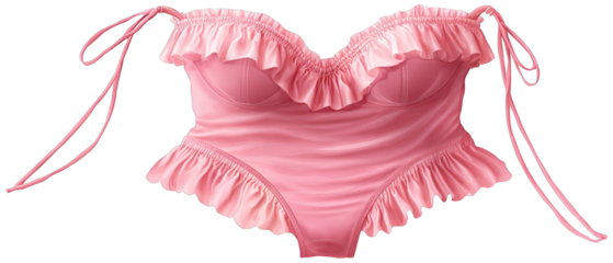 Pink ruffled one-piece swimsuit
