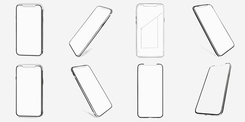 Collection of modern smartphone mockups in various angles and styles