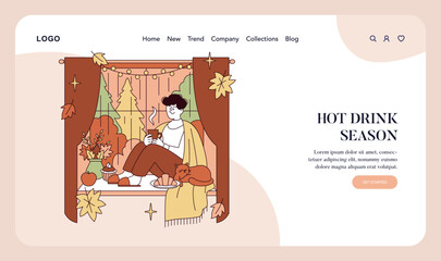 Cozy Autumn Scene with Hot Drink and Relaxed Moments