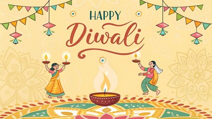 Fototapeta premium bright happy diwali greeting card