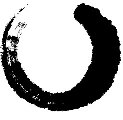 Vector art of zen enso circle brush stroke ink painting, isolated on transparent background
