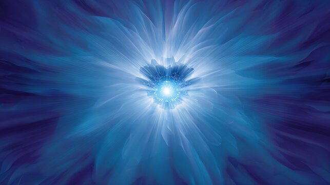 A vibrant, abstract depiction of a radiant blue flower, evoking energy