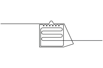 Table calendar continuous one line drawing minimalist style office and organizer vector illustration