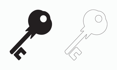 Simple Black and White Key Icons for Design
