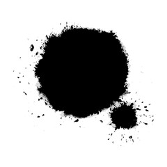Vector art of black ink splash with smaller drop isolated on transparent background