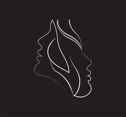 ladies and man faces vector illustration