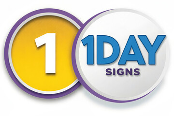Bold 1 Day Signs Logo with Overlapping Circles and Modern Typography for Express Service Branding and Marketing