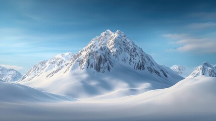 Obraz premium Stylized landscape of frozen tundra with bold shapes and contrasting colors.