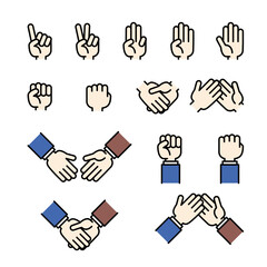Fototapeta premium Hand Gestures and Handshake Icon Set