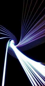 Fractal glowing lines moving. 4K Vertical. Loop