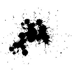 Vector art of abstract black and grey ink splatters and splashes isolated on transparent background