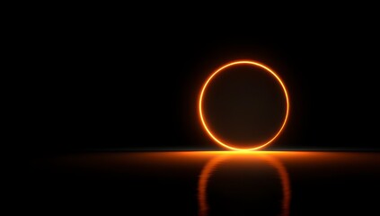 Circular, glowing orange frame on dark background