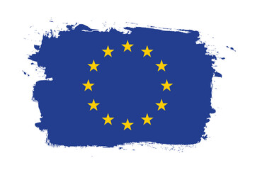 Obraz premium Flag of the European Union. Flag icon. The artistic banner. Standard color. Hand-painted colorful national flags. Computer illustration. Digital illustration. Vector illustration.