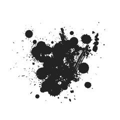 Vector art of abstract black ink splatter and drops isolated on transparent background