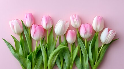Fototapeta premium bouquet of pink tulips. Concept of plants and flowers