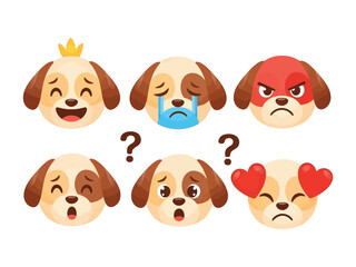 Obraz premium Dog's Expressive Emotions: A charming array of dog-themed emojis captures a spectrum of sentiments, conveying a range of feelings in a lighthearted and engaging visual display.