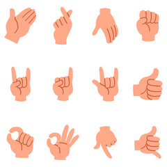Obraz premium Hand Sign gesture Color icons