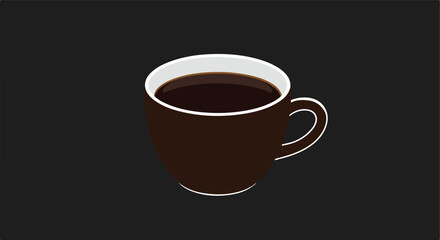 Obraz premium Dark brew fills a mug with a white handle and trim on a black background