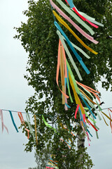 Colorful garlands at a midsummer festival
