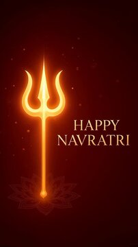 Illustration of a glowing trishula on a lotus background for the hindu navratri festival, representing a concept of celebration and spirituality for a cultural event