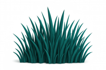 Vibrant teal grass blades creating a natural border, perfect for compositions requiring a touch of nature on a transparent background